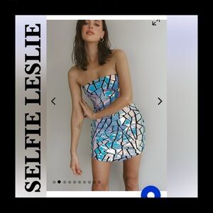 Selfie Leslie Silver and Purple Geometric HALOGRAPHIC Dress